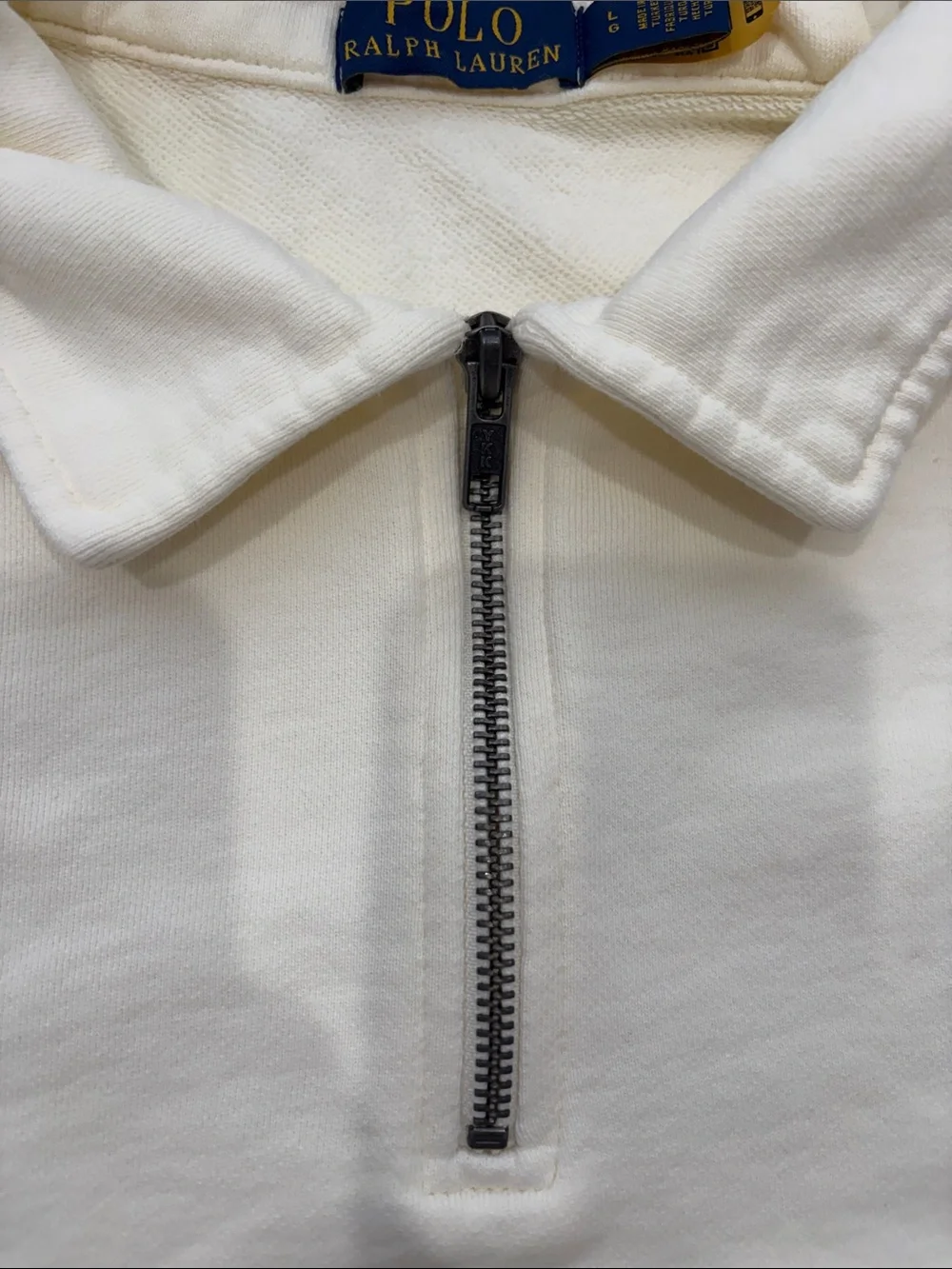 NWOT Polo by Ralph Lauren Cream Quarter-Zip Pullover Sweatshirt size large
